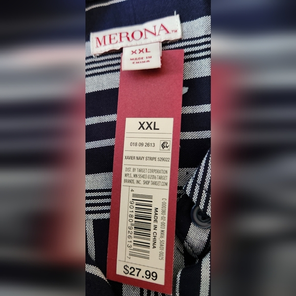 Merona Long sleeve Shirt Dress Navy & White Striped Size XXL - Picture 8 of 9